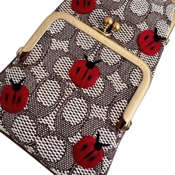 SOLD!!! Coach Double Frame Kisslock Bonnie Cashin Crossbody Jacquard Ladybugs - Picture 6 of 12